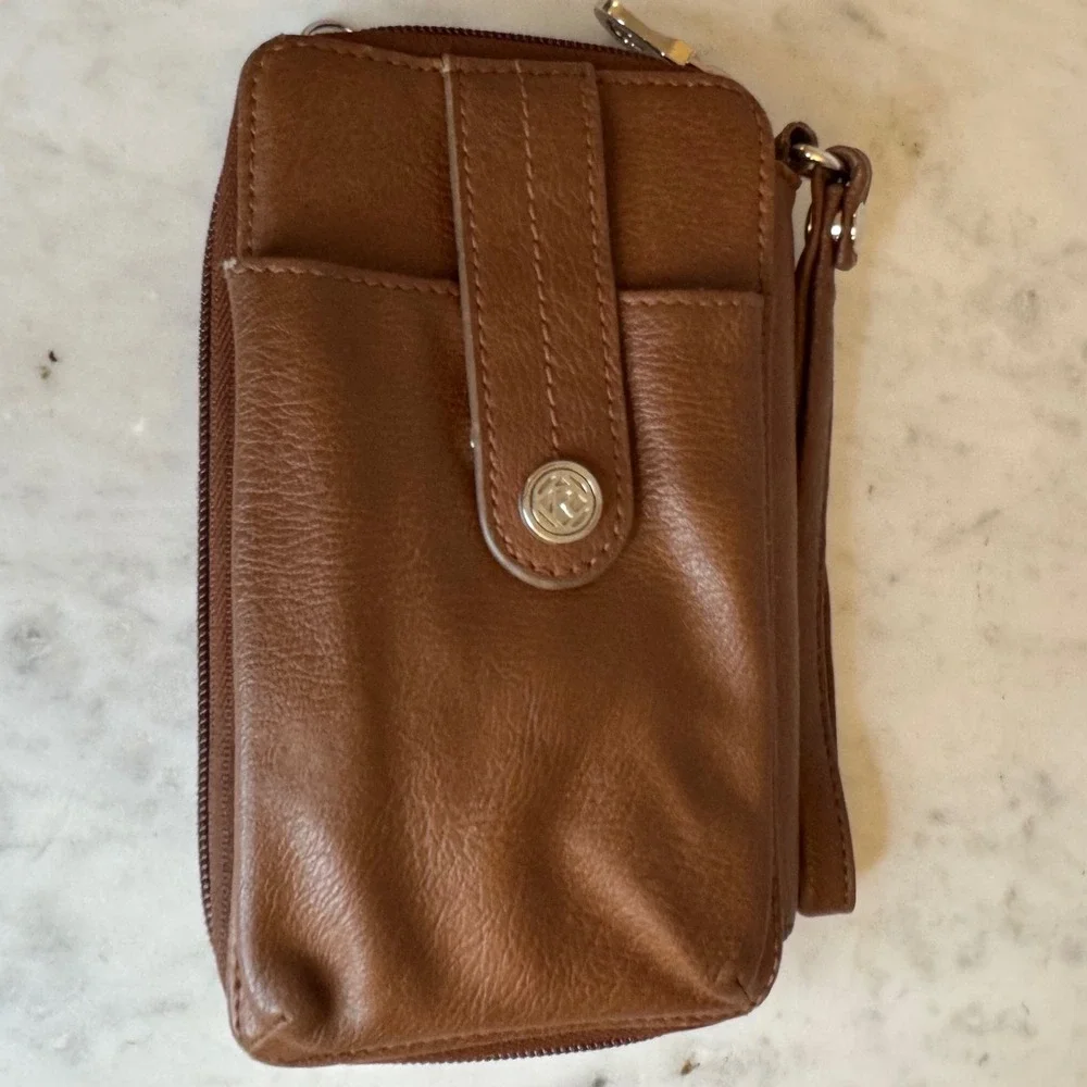 Wristlet Wallet‎ Clutch Organizer Zip Around Purse Brown